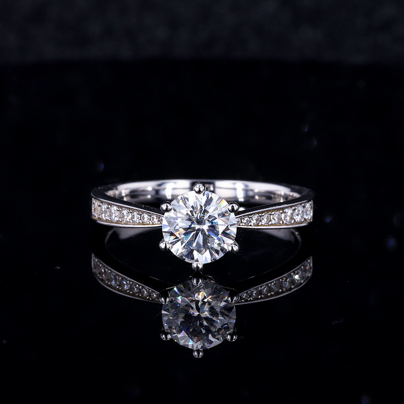 Six-Claw Moissanite Ring - Manufacturer - S925 Cultured Silver Classic Eternal Girlfriends Fine Jewelry