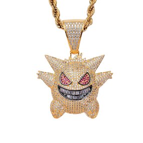 Gengar Pendant Necklace - Manufacturer - Men's Hip Hop Brass Cuban Chain Alloy Zircon Elf Monster