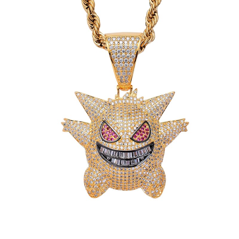Gengar Pendant Necklace - Manufacturer - Men's Hip Hop Brass Cuban Chain Alloy Zircon Elf Monster