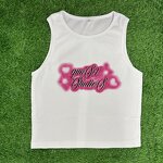 Women's Tank Tops - Manufacturer - TK522 Screen Print Lace Trim Camisole Slim Cute Pink