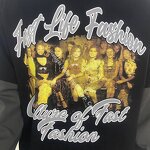 Unisex t Shirt - Manufacturer - TS2965 Double Layer Patchwork Acid Wash Cotton Oversized Print