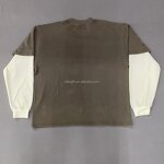 Men's Long Sleeve T-Shirt - Manufacturer - TS008 Waffle Knit Acid Washed Double Layer Letter Custom