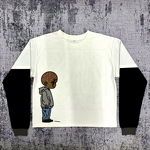Men's Long Sleeve T Shirt - Manufacturer - TS2261 Waffle Hip Hop Double Layer Oversized DTG Print
