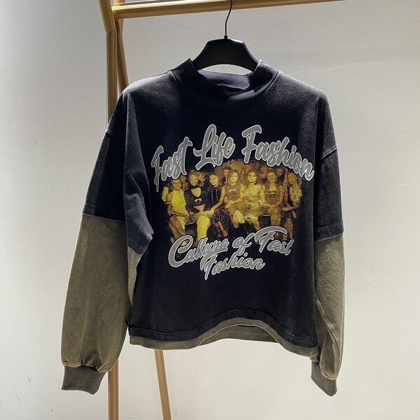 Men's Long Sleeve T-shirts - Manufacturer - TS2202 250GSM Cotton Double Layer Boxy DTG Graphic