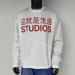 Men's Long Sleeve Shirt - Manufacturer - TS3759 Pure Cotton Waffle Knit Screen Print Streetwear