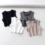 Women's Crop Tops - Manufacturer - TK523 Screen Print Lace Trim Sleeveless Round Neck Racerback