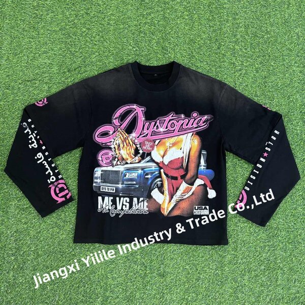 Men's Long Sleeve T Shirts - Manufacturer - TS3347 100% Cotton Raglan Double Layered DTG Print