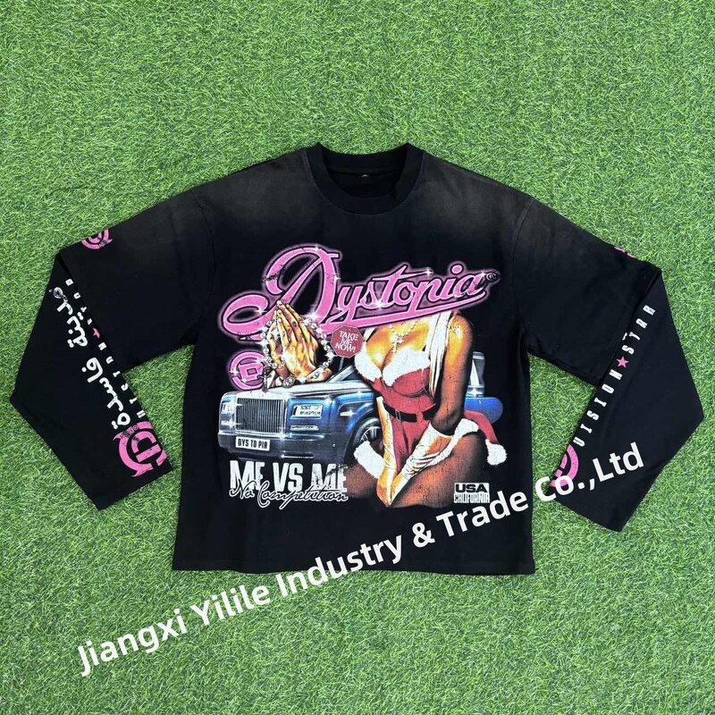 Men's Long Sleeve T Shirts - Manufacturer - TS3347 100% Cotton Raglan Double Layered DTG Print