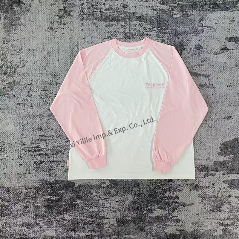 Unisex Tshirts - Manufacturer - TS2699 Cotton Graphic Embroidery Color Block Double Layer Custom