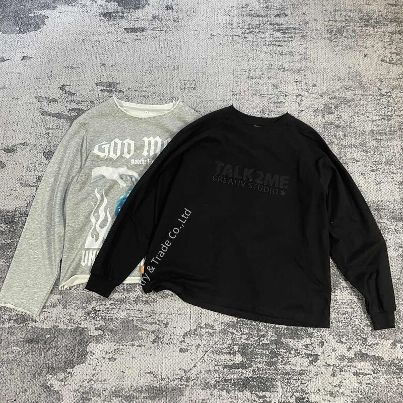 Long Sleeve Shirt - Manufacturer - TS3654 DTG logo Oversized Cut Out Boxy Cropped Rhinestone