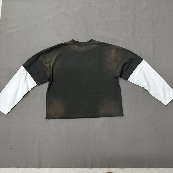 Men's Long Sleeve T-Shirt - Manufacturer - TS1891 100% Cotton Stone Acid Wash DTG Print Layered