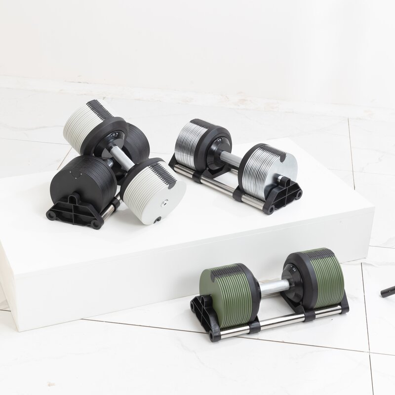 Adjustable Dumbbell - Manufacturer - 2024 Stainless Steel With Base Home Fitness
