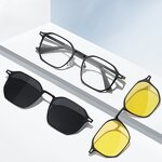 Sunglasses Manufacturer - Customizable 1.1 Metal Three-in-One Square Frame Magnetic Durable Double Bridges