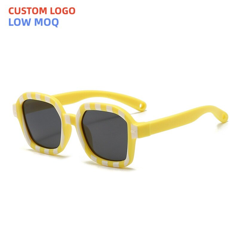 Kids Sunglasses Manufacturer - Cute Striped Print Square Frame TAC Lens with Custom Logo & UV Protection