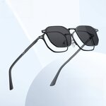 Sunglasses Manufacturer - Customizable 1.1 Metal Three-in-One Square Frame Magnetic Durable Double Bridges
