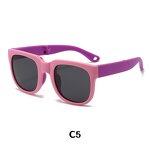 Kids Sunglasses Manufacturer - Foldable Portable Polarized Square with Custom Logo TPEE Frame