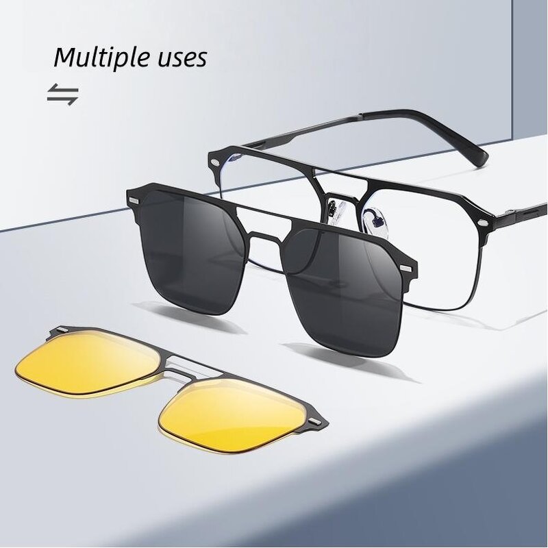 Sunglasses Manufacturer - Aluminum Magnesium Three-in-One Magnetic Set Polarized Anti-Radiation for Men