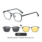 Sunglasses Manufacturer - Customizable 1.1 Metal Three-in-One Square Frame Magnetic Durable Double Bridges