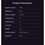 Smart Glasses - Manufacturer - M02s 800W Camera AI Translation IP65 Foldable Noise