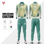 Women's Tracksuit Set - Manufacturer - Custom Embroidery Logo Brown Green Fitness Two Piece Matching