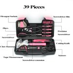 Tool Set Manufacturer - Pink 39-Piece Plastic Toolbox Storage Case General Household Hand Tool Kit