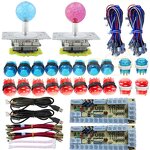 Arcade DIY Kit - Manufacturer - LED Push Buttons Blue Sanwa Joysticks Set