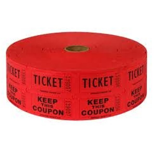 Arcade Raffle Ticket - Manufacturer - Red Color Paper for Game Redemption