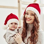 Christmas Santa Hat - Manufacturer - Red Pom Pom Knitted Adults Kids Festival