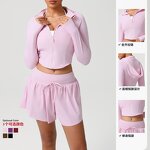 Women's Tracksuit Set - Manufacturer - Breathable Hooded Zip Sweatshirt Shorts
