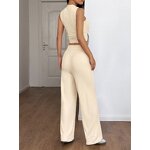 Women's Lounge Set - Manufacturer - Summer Mock Neck Wide Leg Crop Pants