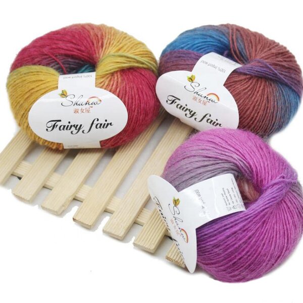 Wool Yarn - Manufacturer - 100% Section-Dyeing Worsted Rainbow Hand Knitting