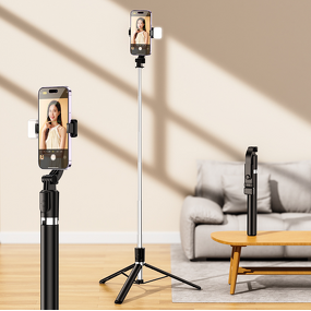 Selfie Stick Manufacturer - R1S-L with LED Light 1.7m Metal Portable Tripod