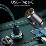 Car Charger Manufacturer - QC3.0 + PD Dual Port Type-C 30W Fast with Ring