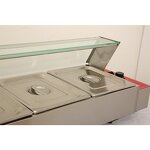 Bain Marie Food Warmer - Manufacturer - 3 Pan Tempered Glass Shield Steam Table