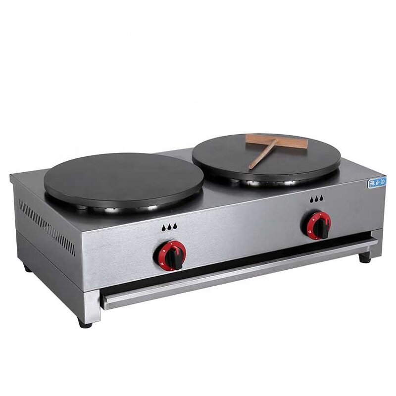 Crepe Maker Machine - Manufacturer - 2-Plate Gas Professional Industrial Non Stick