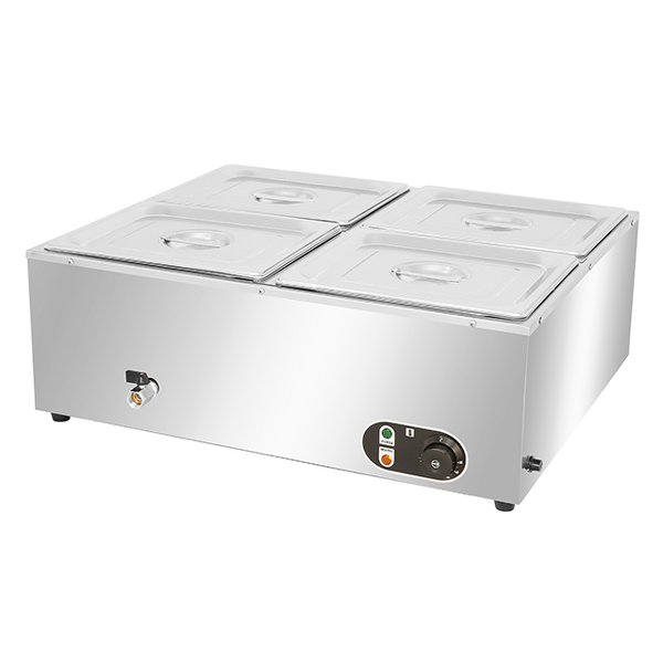Bain Marie Food Warmer - Manufacturer - 4-Pan Electric with Temperature Control & Lid