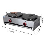 Crepe Maker Machine - Manufacturer - 2-Plate Gas Professional Industrial Non Stick