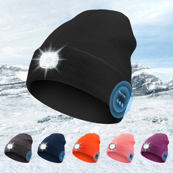 Beanie Hat Manufacturer - OEM Wholesale Night Running LED for BT Speaker Knitted Winter with USB Light