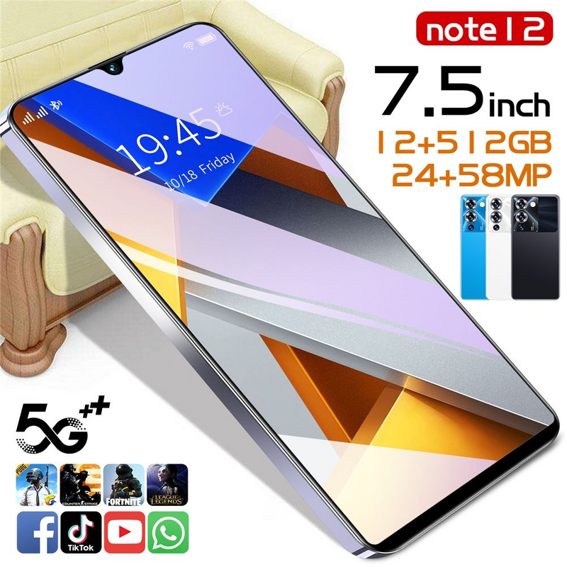 Note 12 Pro Smartphone - Manufacturer - Big Screen Dual SIM Android Cheap Wholesale
