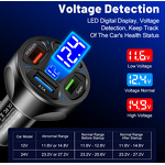 Car Charger Manufacturer - 5V 4.8A for Cigarette Lighter 4 USB Digital Display Voltmeter Fast Charging