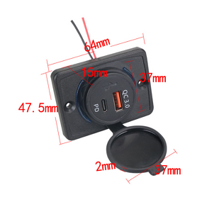 Car Charger Manufacturer - Auto 24V Dual Port Type C PD & QC 3.0 USB with Mounting Panel