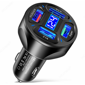 Car Charger Manufacturer - 5V 4.8A for Cigarette Lighter 4 USB Digital Display Voltmeter Fast Charging