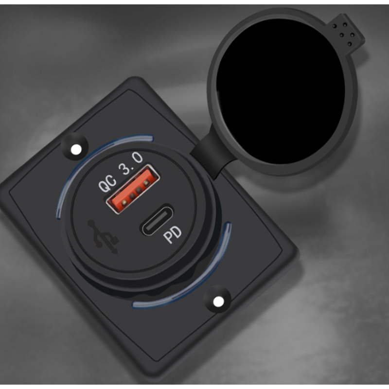 USB Car Charger Manufacturer - New 12V Outlet 360 Rotating Waterproof Dual PD QC 3.0 for Car RV Marine