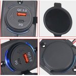 Car Charger Manufacturer - Auto 24V Dual Port Type C PD & QC 3.0 USB with Mounting Panel