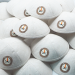 Kippah Manufacturer - White Linen Lion Embroidery for Bar Mitzvah Judaica Gift