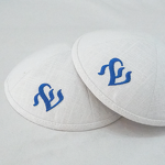 Kippah Manufacturer - White Linen Heart Embroidery Wholesale Custom Logo for Wedding