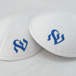 Kippah Manufacturer - White Linen Heart Embroidery Wholesale Custom Logo for Wedding