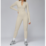 Yoga Bodysuit Manufacturer - Custom Logo Seamless Half-Zip Unitard Long Sleeve