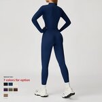 Yoga Bodysuit Manufacturer - Custom Logo Seamless Half-Zip Unitard Long Sleeve