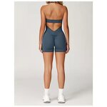 Yoga Jumpsuit Manufacturer - Custom Sportswear Hollow Beauty Back Hanging Neck Brushed